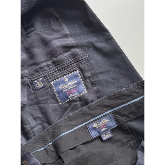 BROOKS BROTHERS 1818 Madison Navy Blue Pinstripe Wool Suit, Size 45L/40W - Picture 14 of 16